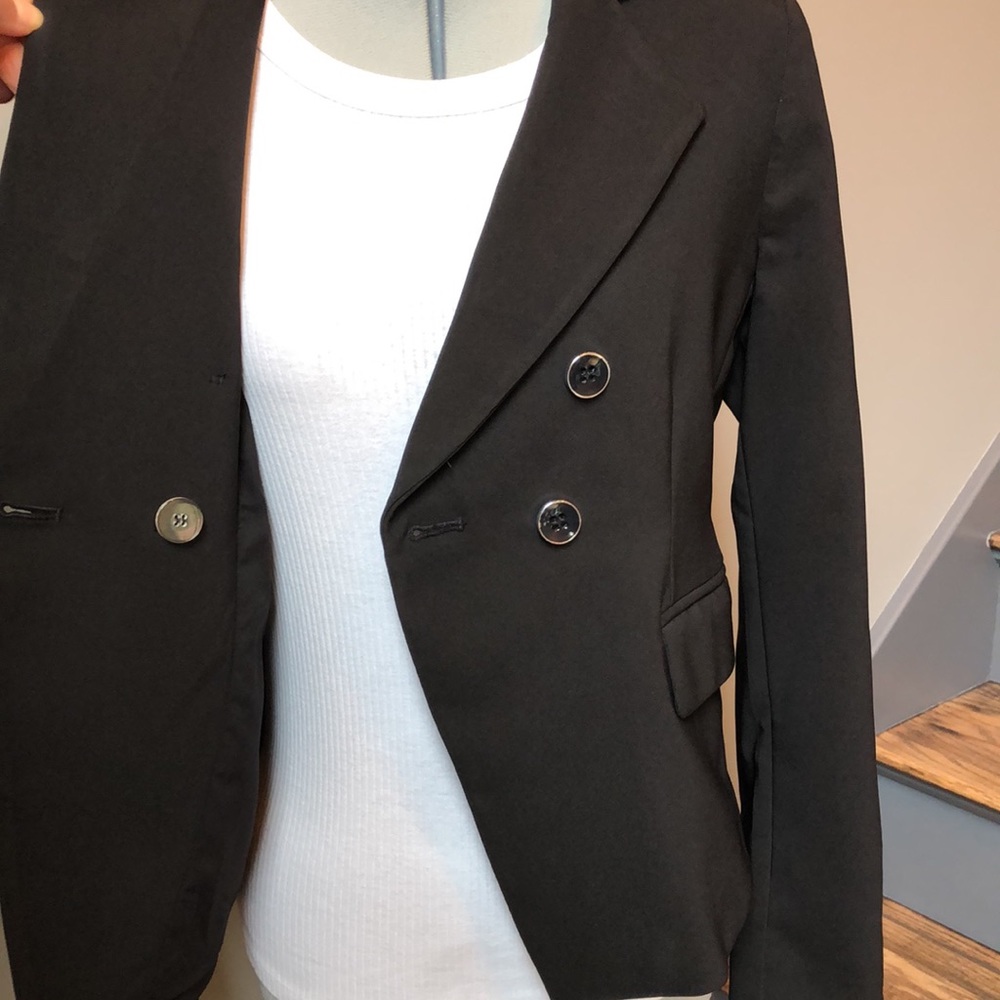 NY&Co 7th Avenue Design Studio Black Double Breasted Blazer NWOT